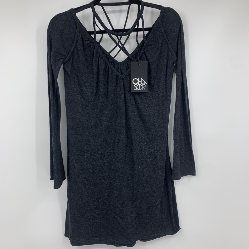 Chaser Dress small triblend jersey bell sleeve NEW